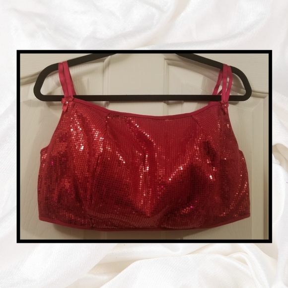 🆕 Cacique Ruby Red Sequin Cami Bra 46DD - Picture 3 of 6